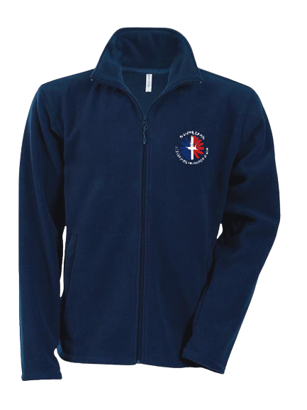 BLOUSON POLAIRE MARINE MANCHES LONGUES