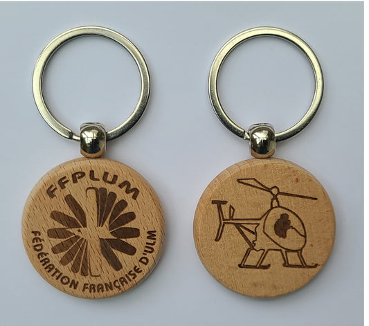 Porte-clés en bois - Hélicoptère
